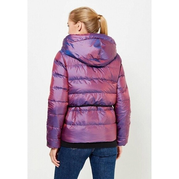 Nike Down Fill Iridescent Hooded Full Zip Puffer Jacket Large Purple Lined - Picture 3 of 15